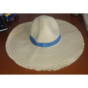 SERRA Natural Floppy Beach Sun Hat w/Ribbon Women’s 7" X 7.5" Brim Is 18"
